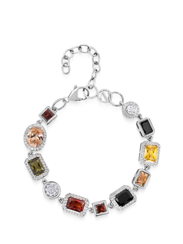 Nialaya Women's Chain Bracelet Gemstone Bracelet in Silver Gemstone Bracelet in Silver